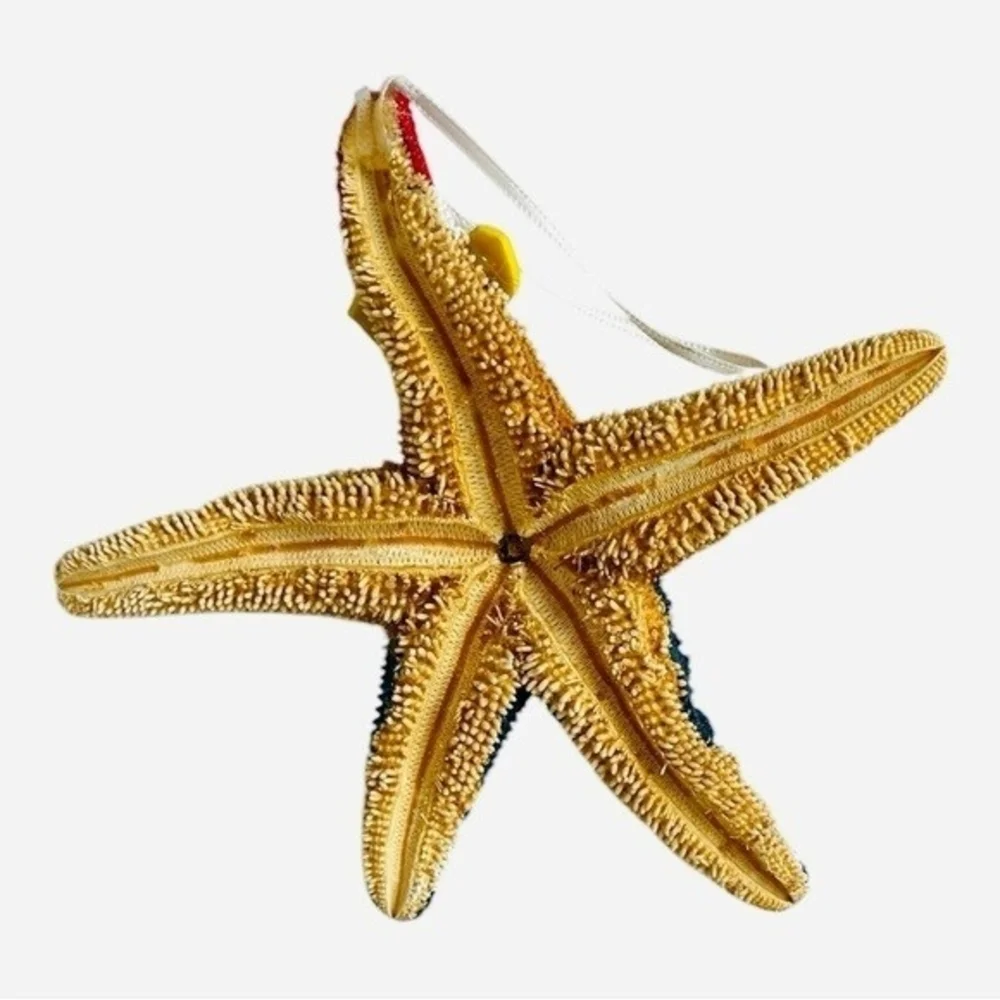 Santa Claus Starfish Shell Christmas Ornament Handcrafted 5